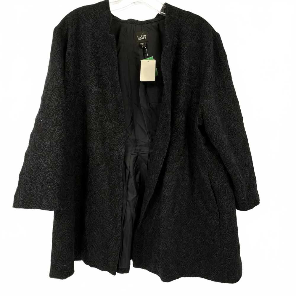 Eileen Fisher Navy/Black Wool Pea Coat | Women’s Large
